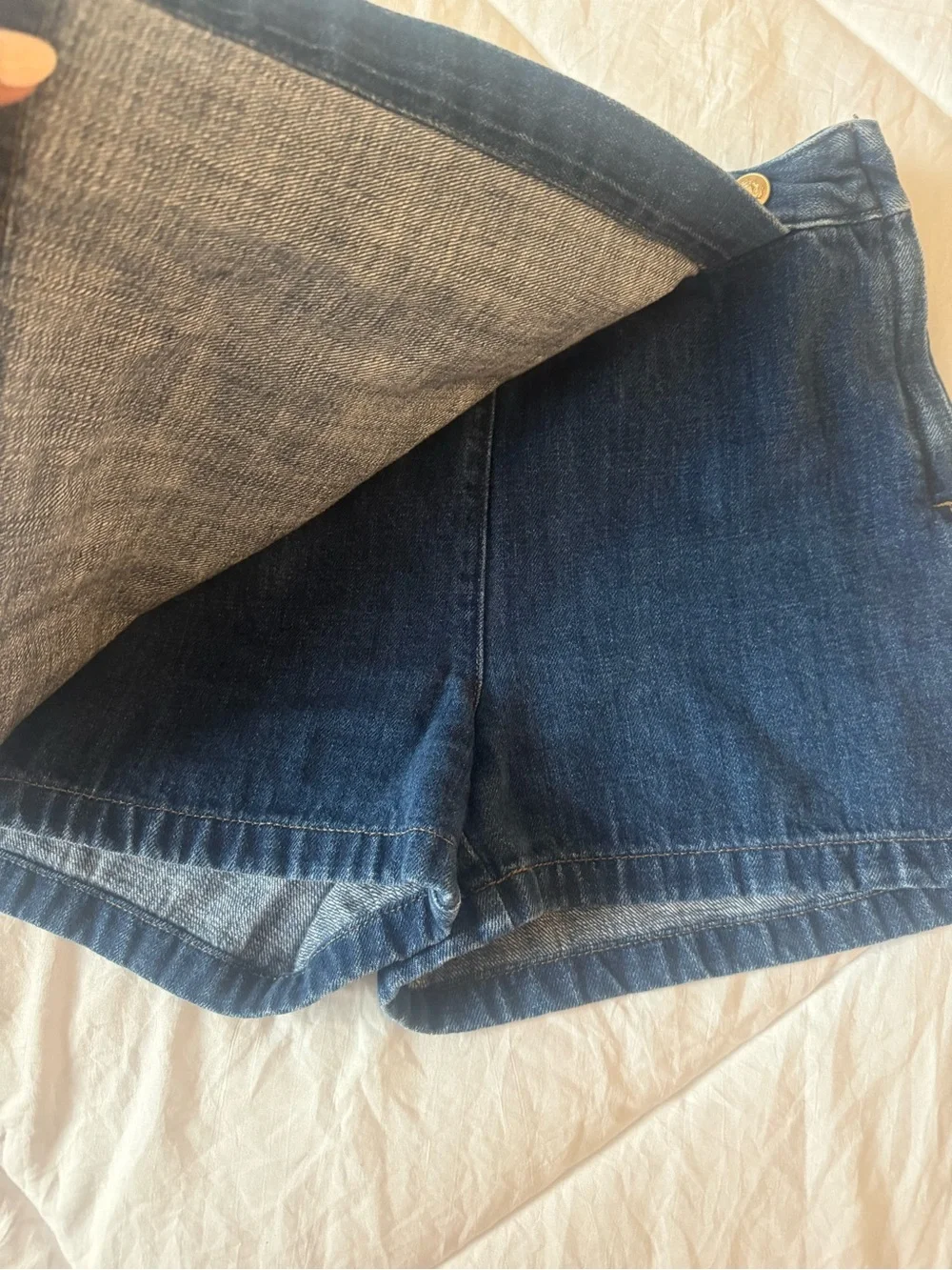 J. Crew Dark Blue Denim Skort with Wrap-Front and Button